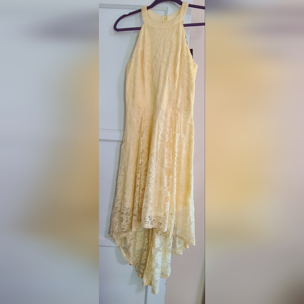 Elegant Yellow Lace Dress